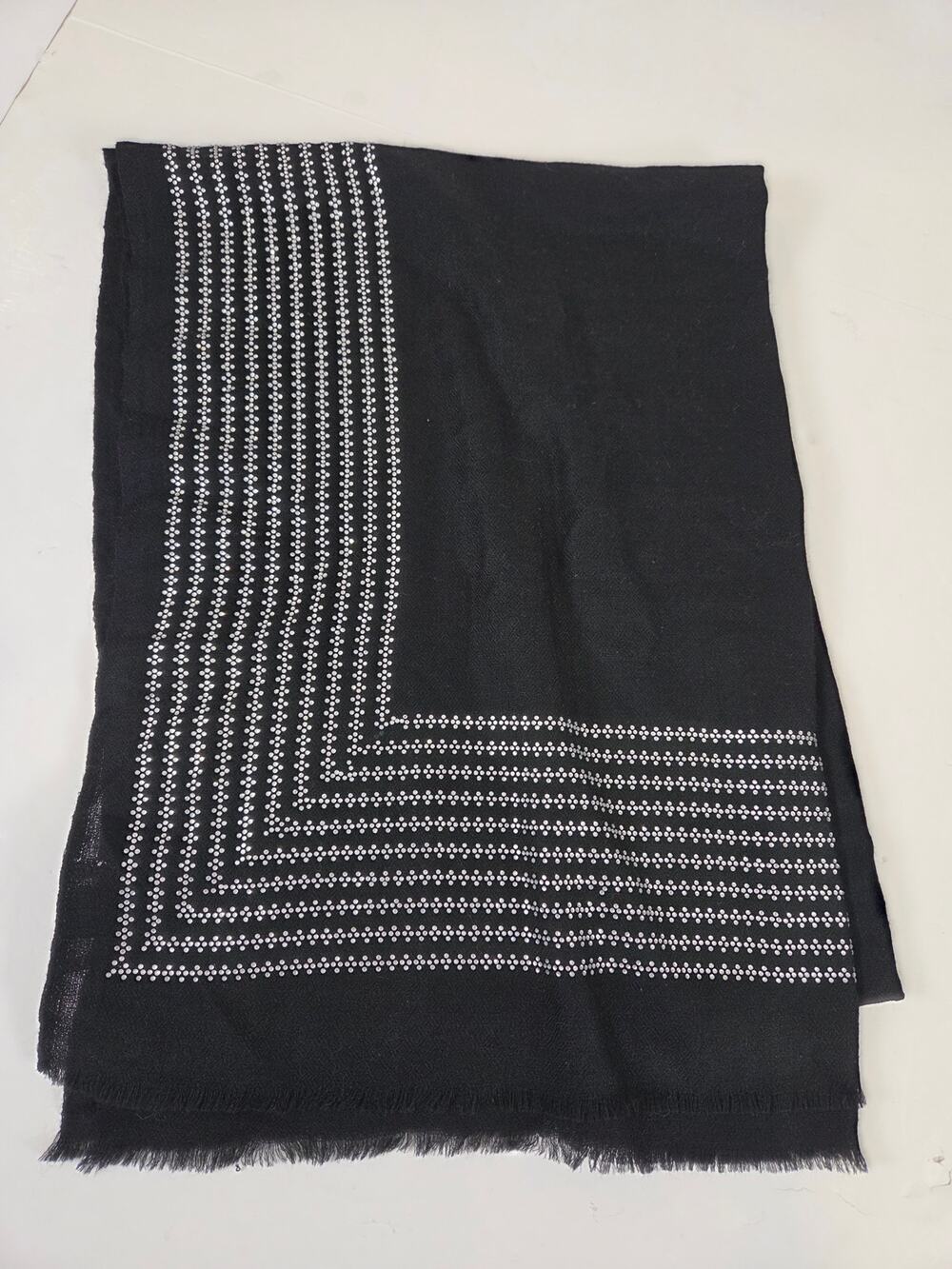 Trillion London 100% Cashmere Scarf Black  Metal Embellished